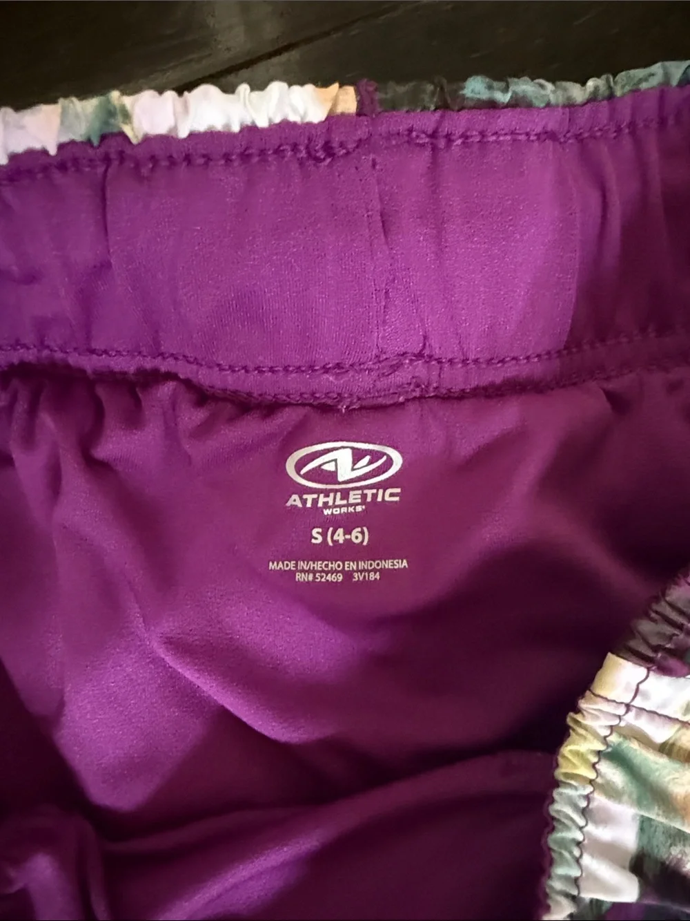 Athletic Works Purple Floral Print Running Shorts